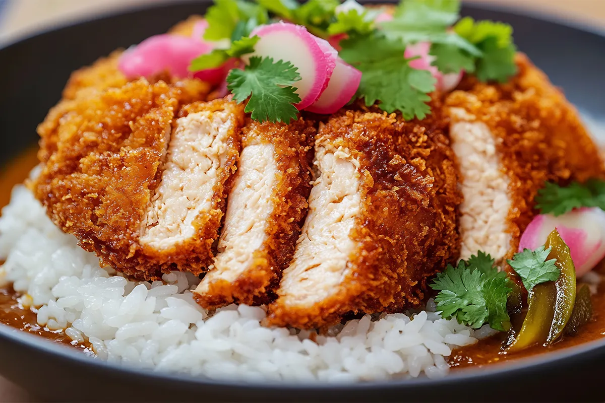 Serving of Japanese katsu curry.